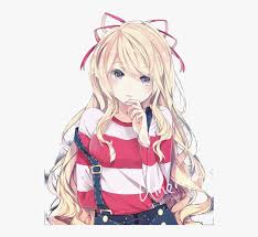 She is adorned with a long blonde hair and blue eyes. Anime Girl Blonde Hair Hd Png Download Transparent Png Image Pngitem