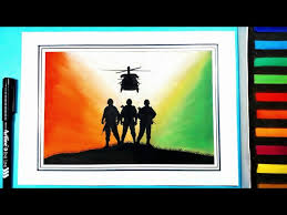 Republic day drawing easy /independence day drawing with oil pastels step by step for beginners , easy independence day. National Army Drawing For Kids Step By Step Tutorials K4 Craft