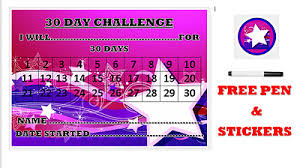 30 Day Challenge Chart A4 Laminated With Free Drywipe Pen
