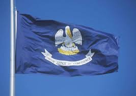 State flag consisting of a blue field (background) featuring a pelican and its young in a nest above a ribbon emblazoned with the state motto, union, justice & confidence. Louisiana State Flags Nylon Polyester 2 X 3 To 5 X 8