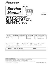 To acquire a service manual for any chevrolet, buick, . Pioneer Gm 9197zt 91 Toyota Service Manual Download Schematics Eeprom Repair Info For Electronics Experts