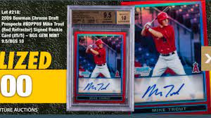 2016 topps baseball exclusive massive 706 card mike trout chrome refractor with 5 rookie variation cards! Mike Trout Autographed Rookie Card Sells For Nearly 1 Million At Auction Sporting News