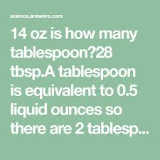 14 Oz Is How Many Tablespoon 28 Tbsp A Tablespoon Is Equivalent To 0 5 Liquid Ounces So There Are 2 Tablespoons In 1 Ou Tablespoon Measuring Volume Fluid Ounce