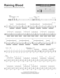 Raining Blood By Slayer Guitar Tab Single Guitar Digital Sheet Music