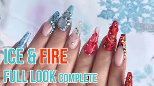 Ice Fire Completed Full Look How To Make Ice Cubes In Acrylic Chro Stiletto Nails Designs Anime Nails French Tip Nail Designs