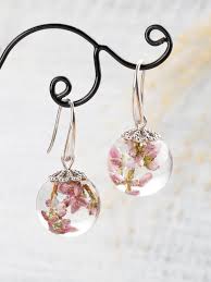 Real Heather Earrings Sterling Earrings Real Flower Earrings Etsy In 2020 Real Flower Jewelry Resin Jewelry Flower Jewellery