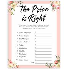 This will be your answer key as the host of the baby shower game. The Price Is Right Game Spring Floral Printable Baby Shower Games Ohhappyprintables