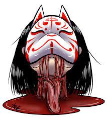 Colombian Necktie Kitsune Masked Girl Art Print By Tirme Art X Small Kitsune Mask Kitsune Art Girl
