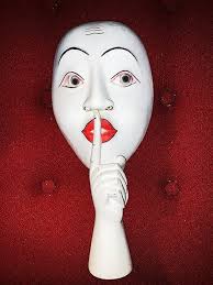 Hand Carved Wooden Face Mask Wall Decor Art Deco Shhh Hand