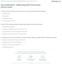 Buzzfeed staff can you beat your friends at this quiz? Quiz Worksheet Addressing Retail Environment Security Issues Study Com