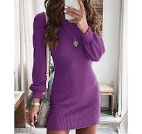 OEM Manufacturer Solid Color Mini Oversized Winter Women Knitted Dress