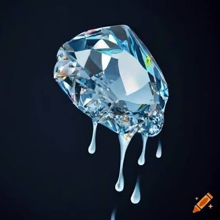 Melted diamonds dripping with a white background on Craiyon