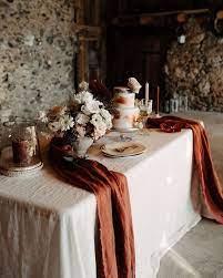 Terracotta Table Runner Cheesecloth Table Runner Copper Wedding Decor Rustic Wedding Decor Boho Wedding Cake Table Boho Wedding Cake Cake Table