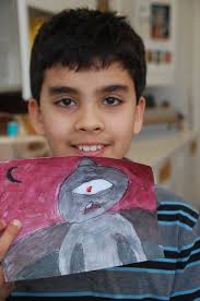 These fourth grade students combined their knowledge of copper wire  circuits and artistic talents to create a light up art project with LED  lights.