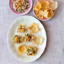 Make the wonton cups by coating outside of metal bowls with vegetable oil. Party Appetizers Chicken Salad Wonton Cups By Nadine Greeff Appetizer Chicken
