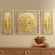 Golden Feathers 31 1 2 High Wall Art Set Of 3 1j646 Lamps Plus Feather Wall Art Wall Art Sets Square Wall Art