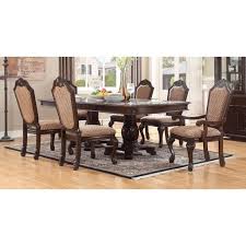 Dining room set and other name brand dining sets furniture & appliances at the exchange. Traditional Cherry Finish Beige Chenille Dining Table Set 9 Pcs Mcferran D5006 Walmart Com Walmart Com