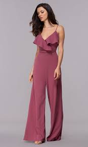 Wedding Guest Wide Leg V Neck Maroon Jumpsuit In 2020 Jumpsuit For Wedding Guest Wedding Attire Guest Classy Jumpsuit