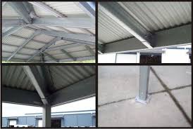 The Inside Steel Structure Of Our Dutch Gable Carport Design Including The Frame Purlins Roof Sheets Connection Carport Designs Dutch Gable Roof Roof Beam