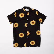Black And Yellow Button Up Shirt Mens Black Sunflower Breakfast Shirt In 2020 Funky Shirts Clothes Aesthetic Clothes