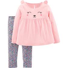 Carters Toddler Girls 2 Pc Bear Top And Floral Leggings