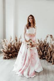 Pretty In Pink Our Favorite Blush Wedding Dresses Green Wedding Shoes In 2020 Blush Pink Wedding Dress Two Piece Wedding Dress Wedding Dresses Blush