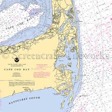 Massachusetts Cape Cod Bay Orleans Nantucket Sound Nautical Chart Decor