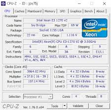 Intel Xeon E3 1270 V2 3964 02 Mhz Cpu Z Validator