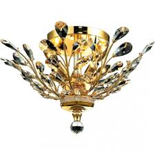 Similar items in flush mount lights. Elegant Lighting Orchid 4 Light Gold Flush Mount Clear Royal Cut Crystal