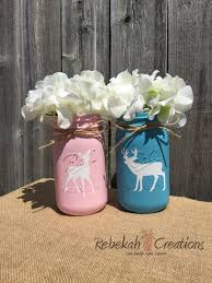 Buck Or Doe Mason Jars Buck And Doe Mason Jars Buck Or Doe Gender Reveal Mason Jars R Gender Reveal Decorations Baby Gender Reveal Party Camo Gender Reveal
