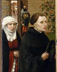 The three panels represent, from left to right, the donors kneeling in prayer in a garden, the moment of the annunciation to mary, which is set in a contemporary, domestic. Workshop Of Robert Campin Annunciation Triptych Merode Altarpiece South Netherlandish The Metropolitan Museum Of Art