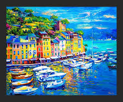 Colors Portofino Art Original Painting Oil Canvas Seascape Oil Painting On Canvas Modern Impressionism Oil Modern Impressionism