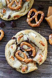 Kitchen sink cookies recipe with pretzels and rolos cookies. Salted Caramel Pretzel Chocolate Chip Cookies