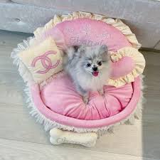 Baby Pink And Black Princess Dog Bed With Crown Sparkles And Etsy Princess Dog Bed Pink Dog Beds Personalized Dog Beds