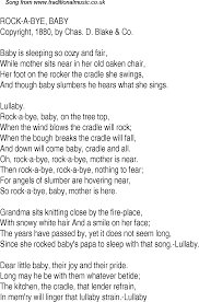 Old Time Song Lyrics For 14 Rock A Bye Baby