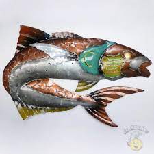 Fish Salmon Indoor Outdoor Metal Wall Art Wall Sculpture Wall Decor 49cm New Neue Ideen Ideen Neue Wege