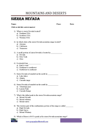 Sierra Nevada Mountain Printabe Worksheets For Kids Geography Worksheets Social Studies Worksheets Worksheets For Kids