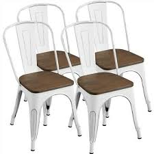 White metal dining chairs with wood seat counter stools. Metal Dining Chair Fir Wood Chairs Stackable Wooden Seat With Backrest White Ebay