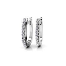 Diamond cluster huggie hoop earrings (1 ct. Huggie Diamond Earrings In White Gold