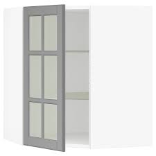 For those that suffer from design restlessness, they're there are many options for kitchen cabinet glass inserts: Sektion Corner Wall Cabinet With Glass Door White Bodbyn Gray 26x15x30 Ikea