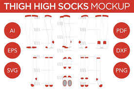 Start by picking a sock template and then customize your socks with your own logo, colors and text. Thigh High Socks Vector Template Mockup 988997 Clothing Design Bundles