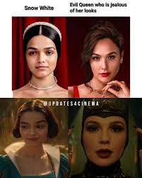 Somehow, I find this funny! Snow White and the Evil Queen are jealous of  her looks! #RachaelZegler as Snow White and #GalGadot as the Evil Queen!  Official first look. #SnowWhite #Disney #D23
