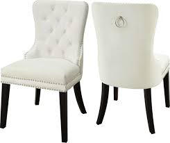 Meridian Nikki Cream Velvet Dining Chair Set Of 2 740cream C Goedekers Com In 2020 Dining Chairs Velvet Dining Chairs Upholstered Dining Chairs