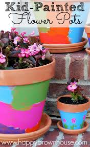 Paint garden pots painted plant pots painted flower pots bird painting acrylic ceramic painting flower pot art flower pot people decorated flower pots pottery painting designs. Kid Painted Flower Pots Happy Brown House