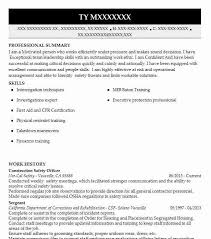 Construction Safety Officer Resume Example Livecareer