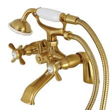 Get 5% in rewards with club o! Kingston Brass Ks287sb Essex 6 Inch Center Deck Mount Double Handle Tub Faucet With Hand Shower Satin Brass From 328 23 To 328 23 Ojcommerce