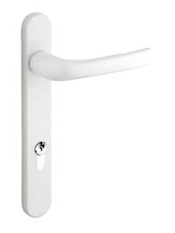 Cranked espag upvc window handle offset key locking white & chrome 40mm spindle. Mila Prolinea Lever Lever Door Handles 220mm Backplate 92mm C C Euro Lock White Finish 050308 Sold In Pairs From Door Handle Company