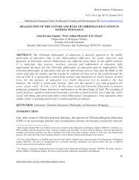 Pdf Realization Of The Nature And Role Of Christian Education In Modern Pedagogy