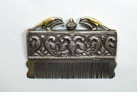 Silver Comb With A Central Well To Contain Perfume Or Coco Oil Bird Design Dowry Item For Young Woman North Western I Hair Ornaments Hair Comb Wedding Combs