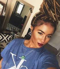 Black And Platinum Blonde Faux Locs Faux Locs Red Wine Lips Faux Locs Hairstyles Hair Styles Natural Hair Styles
